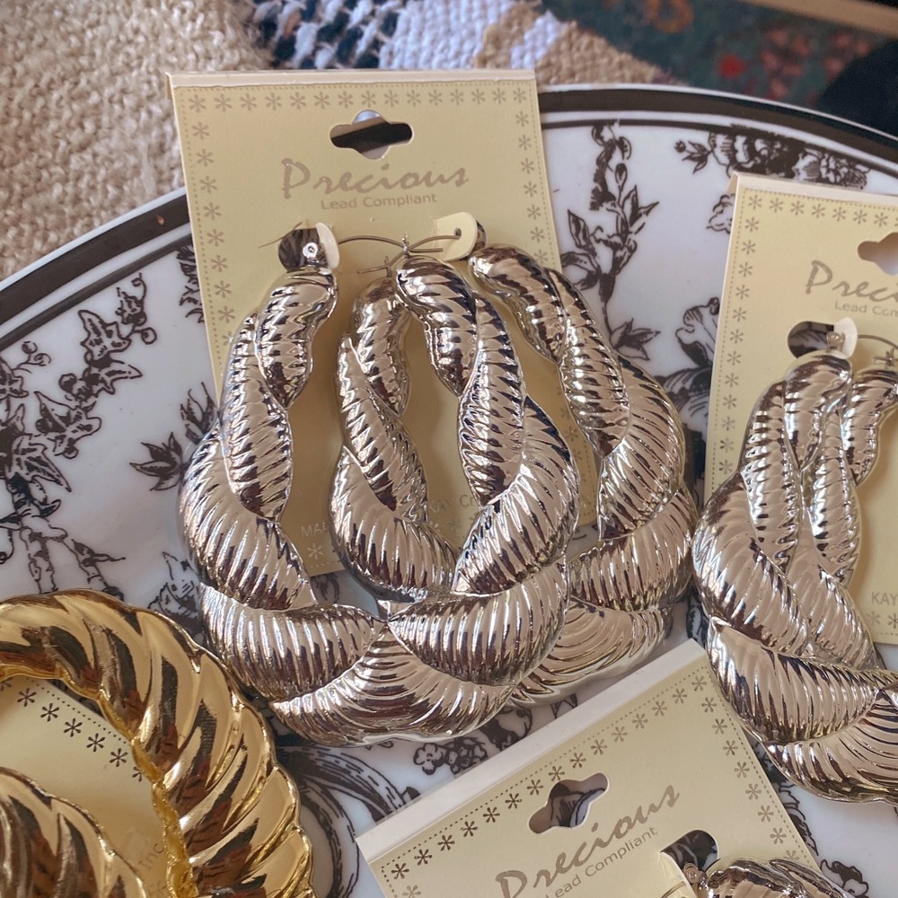 Silver Vintage Bamboo hoop earrings